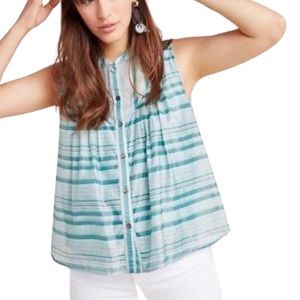 Anthropologie Current Air | Turquoise ‘Piper’ Sleeveless Button-Down Top NWOT
